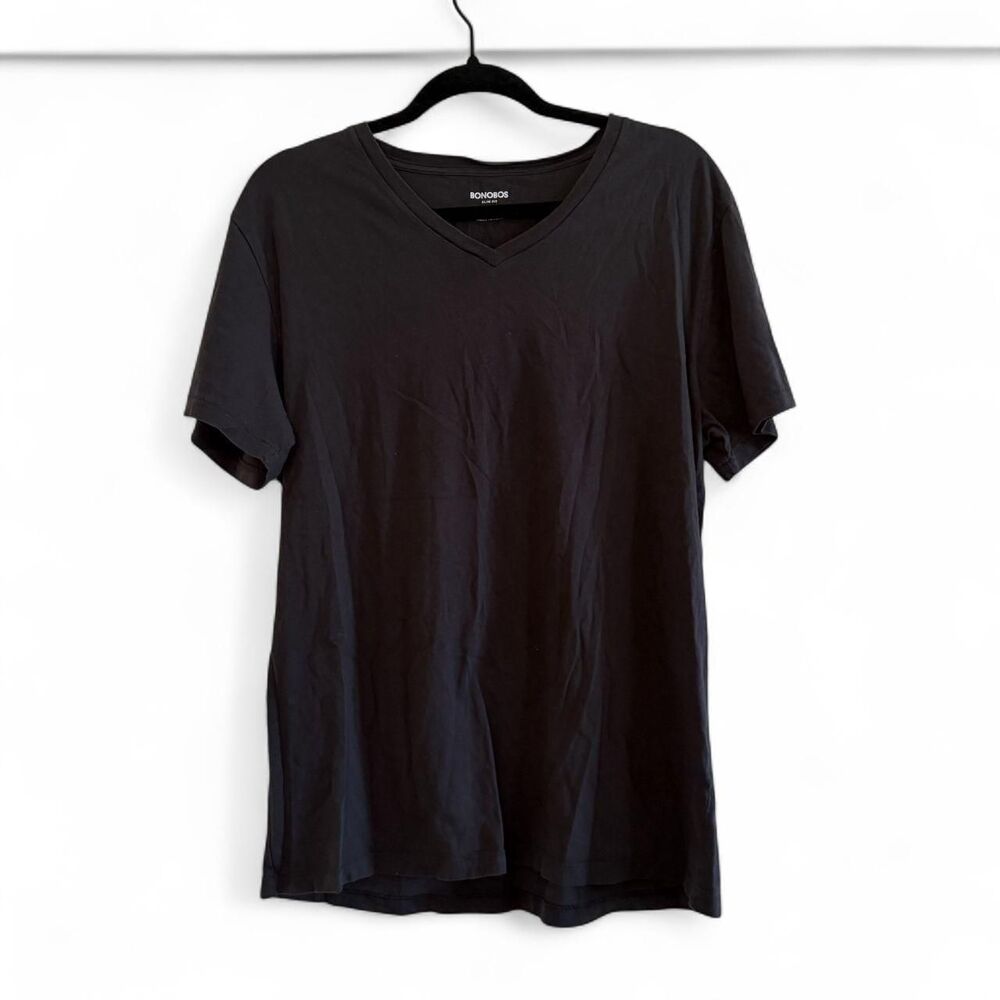 BONOBOS Black V-neck Tee - Slim fit, size L